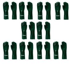 10 Uni Luva De Pvc Verde 36 Cm De Comprimento Palma Áspera - Imbat