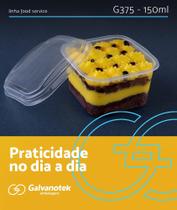 10 uni Pote Quadrado G375 150ml com tampa - Freezer ou microondas - Galvanotek