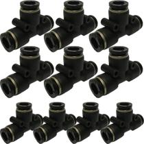 10 união emenda t engate rápido conexão pneumatica pu 8mm 10 união emenda t engate rápido conexão pneumatica pu 8mm