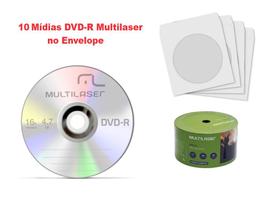 10 Unid. Mídia DVD-R Não Imprimível Multilaser no Envelope