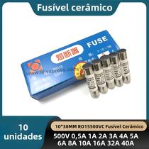 10 Unidades 10x38mm Fusível Cerâmico 500V 500mA 0,5A-40A Proteção De Circuito Elétrico