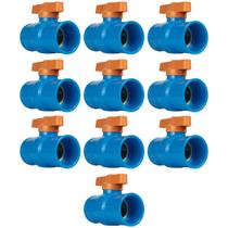 10 Unidades Registro 32mm Monobloco De Esfera Soldável Azul Irrigação 10 Unidades Registro 32mm Monobloco De Esfera Soldável Azul Irrigação