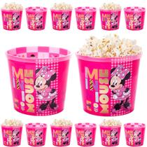 10 Vasilha Pipoca Balde Minnie Rosa Festa Infantil Atacado