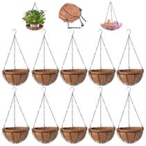 10 Vaso Fibra De Coco 15cm Planta Suspenso Pendente Corrente