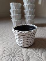 10 vaso vasinho cachepô cachepot para flores plantas fibra sintética pequeno 9 cm x 6,5 cm branco