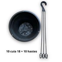 10 Vasos Cuia 18 + 10 Hastes - Preto Para Suculentas Cactos 10 Vasos Cuia 18 + 10 Hastes - Preto Para Suculentas Cactos