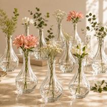10 Vasos de Vidro Decorativo Pequeno Arranjo para Flores Mesa Posta Centro de Mesa Transparente Elegância Minimalista