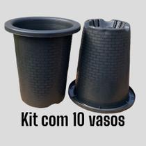 10 Vasos Para Orquídeas Cymbidium - Amarílis Oitavado Preto