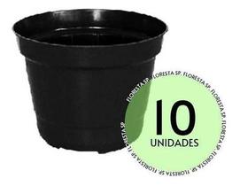10 Vasos Pote 13 Plástico Rígido Preto p/ Suculentas e Mudas