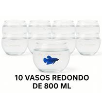 10 vasos redondo vidro Aquario 800 ml vidro