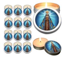 10 Velas Aromaticas Lembrancinhas Coração de Maria na Latinha Decoração Casa Capelinha Cantinho de oração Catolica 3 Hor