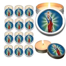 10 Velas Aromaticas Lembrancinhas Nossa Senhora da Comunicação na Latinha Decoração Casa Capelinha Cantinho de oração Ca