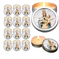 10 Velas Aromaticas Lembrancinhas Nossa Senhora da Esperança na Latinha Decoração Casa Capelinha Cantinho de oração Cato
