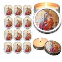 10 Velas Aromaticas Lembrancinhas Nossa senhora dos Remedios na Latinha Decoração Casa Capelinha Cantinho de oração Cato