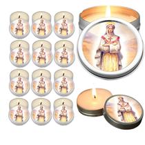 10 Velas Aromaticas Lembrancinhas Nossa Senhora Salete na Latinha Decoração Casa Capelinha Cantinho de oração Catolica 3