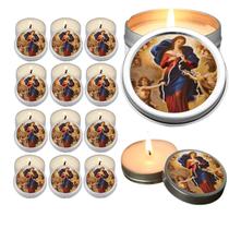 10 Velas Aromaticas Lembrancinhas Padre Pio na Latinha Decoração Casa Capelinha Cantinho de oração Catolica 3 Horas de Q