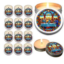 10 Velas Aromaticas Lembrancinhas Santa Ceia na Latinha Decoração Casa Capelinha Cantinho de oração Catolica 3 Horas de