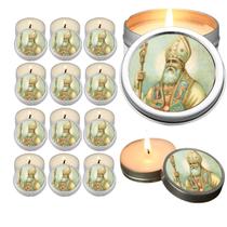 10 Velas Aromaticas Lembrancinhas Santo Agostinho na Latinha Decoração Casa Capelinha Cantinho de oração Catolica 3 Hora
