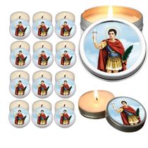 10 Velas Aromaticas Lembrancinhas Santo Expedito na Latinha Decoração Casa Capelinha Cantinho de oração Catolica 3 Horas