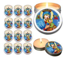 10 Velas Aromaticas Lembrancinhas São Benedito na Latinha Decoração Casa Capelinha Cantinho de oração Catolica 3 Horas d