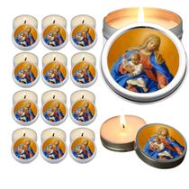 10 Velas Aromaticas Lembrancinhas São Bento na Latinha Decoração Casa Capelinha Cantinho de oração Catolica 3 Horas de Q