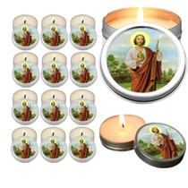 10 Velas Aromaticas Lembrancinhas São Judas na Latinha Decoração Casa Capelinha Cantinho de oração Catolica 3 Horas de Q