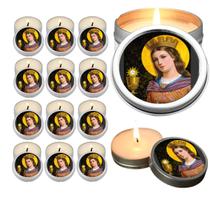 10 Velas Aromaticas Lembrancinhas São Patrício na Latinha Decoração Casa Capelinha Cantinho de oração Catolica 3 Horas d