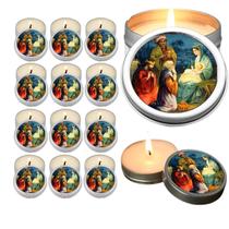 10 Velas Aromaticas Lembrancinhas Tres Reis Magos na Latinha Decoração Casa Capelinha Cantinho de oração Catolica 3 Hora