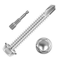 10 x 2 (100 unidades) Parafusos de chapa metálica Hex Washer Head 410 SS 10 x 2 (100 unidades) Parafusos de chapa metálica Hex Washer Head 410 SS