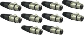 10 X Plug Conector Xlr Femea Cabo De Microfone Mesa De Som 10 X Plug Conector Xlr Femea Cabo De Microfone Mesa De Som