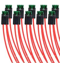 10 X Porta Fusível Cabo De 4mm 11awg Com Fusível Lâmina