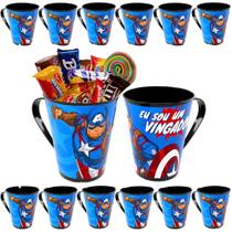 10 Xícaras Capitão América Copo Estampado Infantil Lembrancinha Sacolinha Surpresa 10 Xícaras Capitão América Copo Estampado Infantil Lembrancinha Sacolinha Surpresa