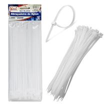 100 Abraçadeiras Gato Fita Lacre de Nylon 3.6x200mm Cinta Plástica Hellerman 20cm Branco