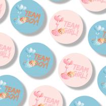 100 Adesivo Chá Revelação Team Girl Team Boy Ursinhos 5x5 Cm
