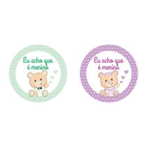100 Adesivos Chá Revelação Bebe Menino e Menina Festa