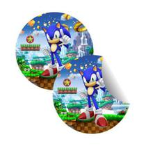 100 Adesivos Redondo 5cm Festa Sonic