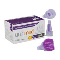 100 Agulha para Caneta Uniqmed 5mm 31g 0,25mm