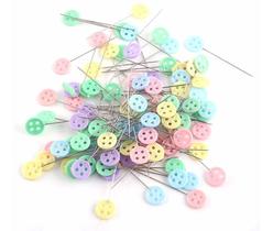 100 Alfinetes Cabeça Botão Cores Patchwork Costura Aplique
