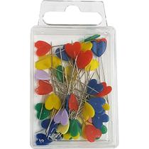 100 Alfinetes Cabeca Coracao Cores Patchwork Costura Aplique