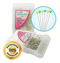 100 Alfinetes Cabeça Vidro Inox Fino Patchwork Alinhavar.