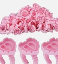 100 Anéis Batoque Coração Descartáveis para Cola de Extensão de Cílios, Henna e Tinta