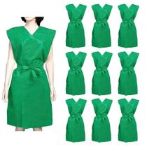 100 Avental Descartável Tnt 20g S/ Manga Verde