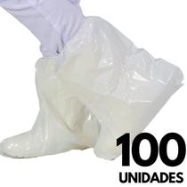 100 botas polietileno c/elastico impermeavel branca aradesc