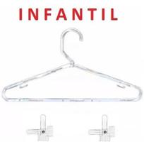 100 Cabides Infantil Acrílico Transparente + 200 Presilhas