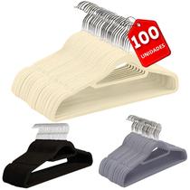 100 Cabides Veludo Antiderrapante Fino Economiza Espaço 360 Ganchos Giratórios 42cm 100 Cabides Veludo Antiderrapante Fino Economiza Espaço 360 Ganchos Giratórios 42cm