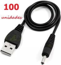 100 CABOS PARA ALIMENTAÇÃO ELÉTRICA DE TABLET / ROTEADOR / CÂMERA ENTRADA USB SAÍDA PINO REDONDO FINO 2,5mm