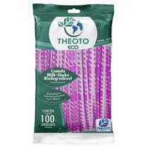 100 Canudo Milk Shake Embalado Individual Theoto 8mm x 21cm