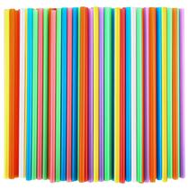 100 Canudos Plásticos Coloridos, Descartáveis, 21 cm de Comprimento e 0,6 cm de Diâmetro