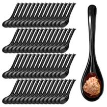100 Colher Japonesa Melamina Preto Gourmet Oriental Sopas