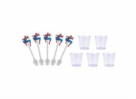 100 Colherzinhas Homem aranha spiderman + copinhos 25 ml